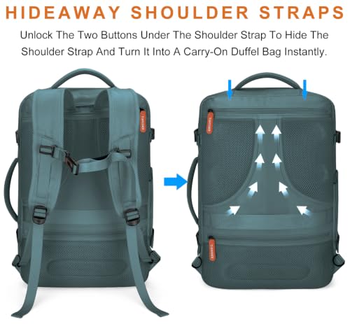 40L Expandable Carry On Travel Backpack with 4 Packing Cubes