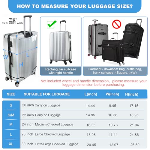 Clear Luggage Cover Tough Protector Fits for 22 Inches Suitcase for Travel Airplane