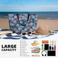 Beach Bag for Women Plam Leaves Print Beach Tote Bag Waterproof Sandproof Large Bags with Zipper Big Capacity for Travel