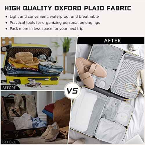 2 Packs 6 Set Travel Packing Cubes Luggage Organizer Set Lightweight Suitcase with Shoe Bag for Clothes Toiletries