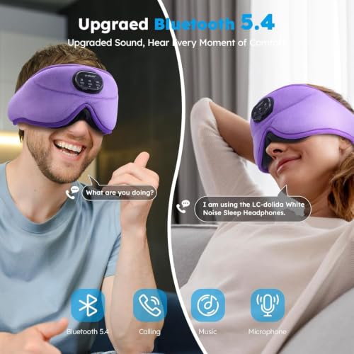 White Noise Bluetooth 5.4 Sleep Eye Mask with Timer