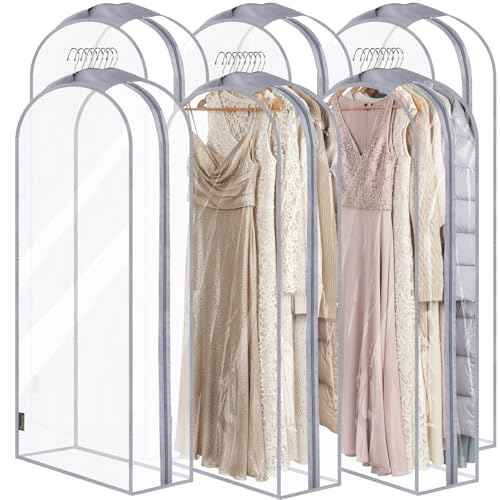 6PK Clear Garment Bags for Hanging Clothes (6 Count)
