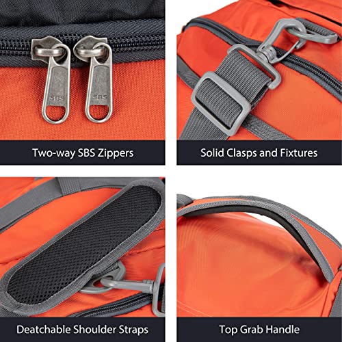 Duffel Backpack Weekender Gym Bag Shoe Compartment Orange 45L