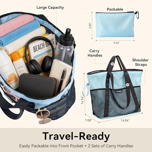 Large Beach Bag with Zipper
