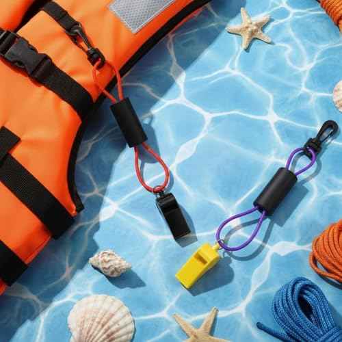 4 Pcs Marine Whistle Lanyard Float (2 Count)