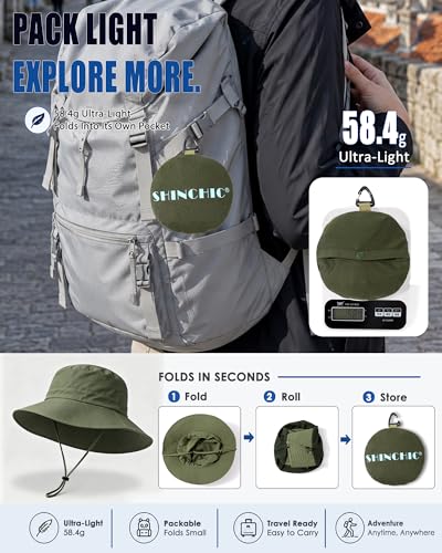 Water Resistant UPF 50+ Sun Bucket Hat Packable Brimmed for Women Men