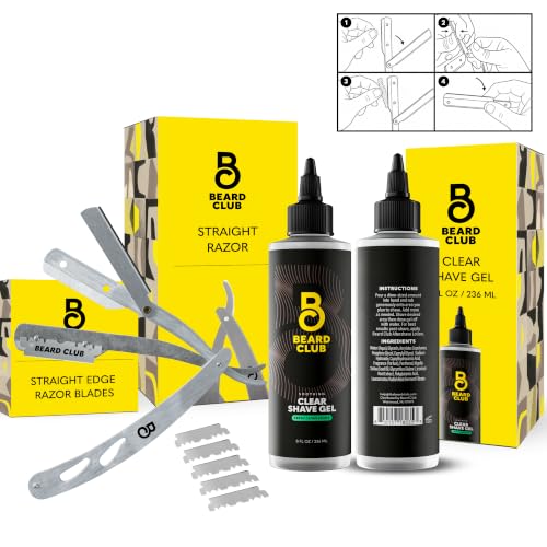 Beard Club Straight Razor for Men & Premium Shaving Gel for Men (2 Count)