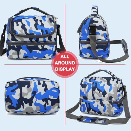Kids Double Decker Cooler Insulated Lunch Bag Large Tote for Boys