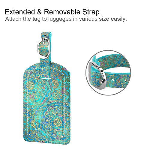 2 Pack Luggage Tags Leather Name ID Labels with Privacy Cover (2 Count)