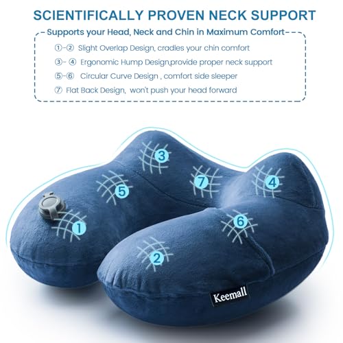 Inflatable Travel Neck Pillow for Airplane to Relieve Neck Pain