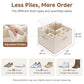 2-Pack 32-Pair Shoe Organizer Bins, Khaki and Beige Stripes (2 Count)