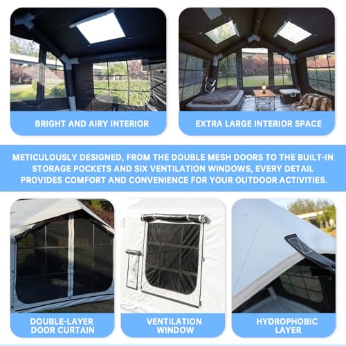 Large Luxury Inflatable Canvas Tent for Camping with Stove Jack