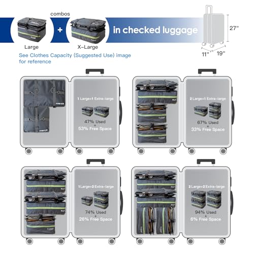 Stow-N-Go Hanging Travel Shelves, Packing Organizer for Luggage. Carry on Closet for Suitcase. Expandable Packing Cube. Travel Essentials. (Dark Gray - L, L = (L) 11.8" x (W) 11.8")