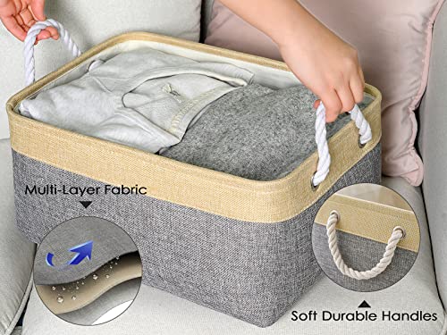 Decorative Basket Rectangular Fabric Storage Bin Organizer Basket with Handles for Clothes Storage
