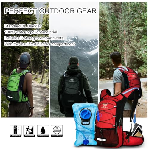 Insulated Hydration Backpack Pack with 3L BPA Free Leak Proof Water Bladder