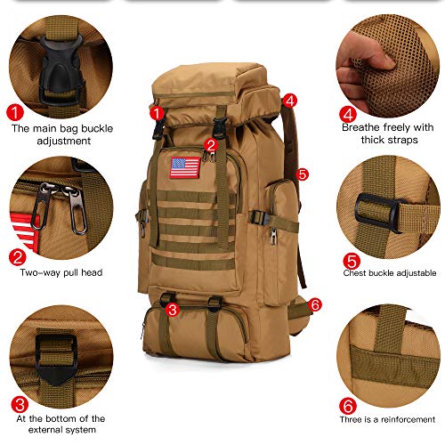 70L Camping Hiking Backpack Tactical Backpack Military Molle Rucksack Backpack for Outdoor