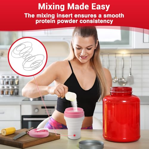 Protein Shaker Bottle Pink Collapsible