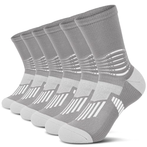 Crew Compression Socks Athletic Running Socks for Men Women Plantar Fasciitis Relief 3 Pairs