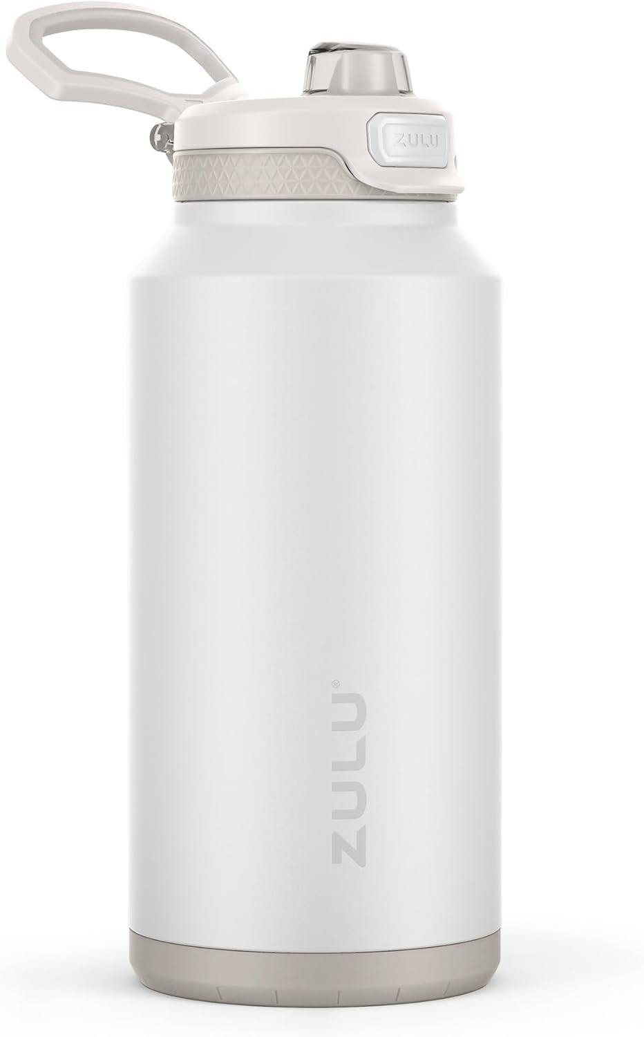 ZULU Powerfill Pro 64oz Half Gallon Stainless Steel Water Bottle with Quick Fill Lid, Triple Walled Vacuum Insulated Metal, Leak Proof Locking Lid, Sip and Chug, Reusable BPA Free, White Monochrome - Roamly