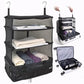 Stow-N-Go Hanging Travel Shelves, Packing Organizer for Luggage. Carry on Closet for Suitcase. Expandable Packing Cube. Travel Essentials. (Black - XL, XL = (L) 17.7" x (W) 11.8")