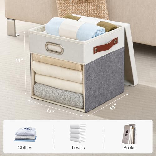 11x11 Inch Ultra Thick Fabric Storage Bins with Lids & Windows (3 Count)