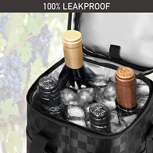 Insulated Wine Cooler Bag Leakproof 4 Bottle Tote Carrier