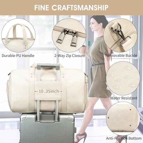3PCS Faux Leather Weekender Bag for Women Men Travel Bag Overnight Bags (3 Count)