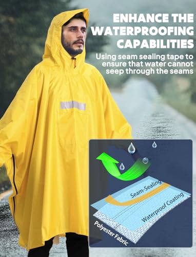 Hooded Rain Poncho for Adult Waterproof Lightweight Raincoat