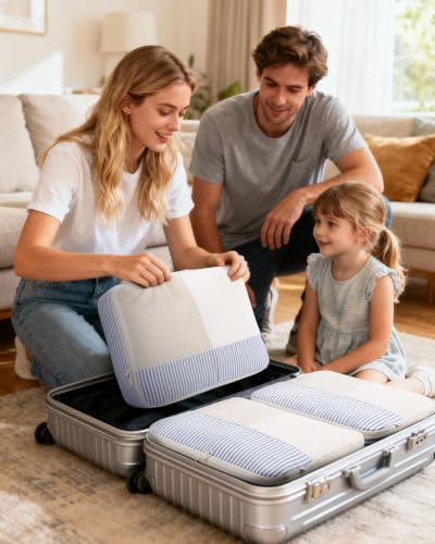 7 Set Striped Packing Cubes for Travel Carry on Suitcase