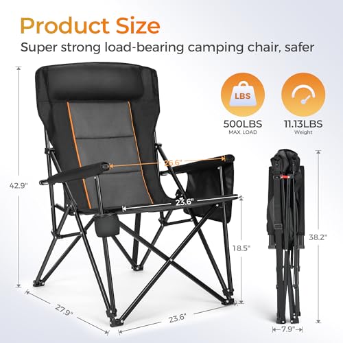 Heavy Duty 550LBS Padded Camping Chairs with Lumbar Support