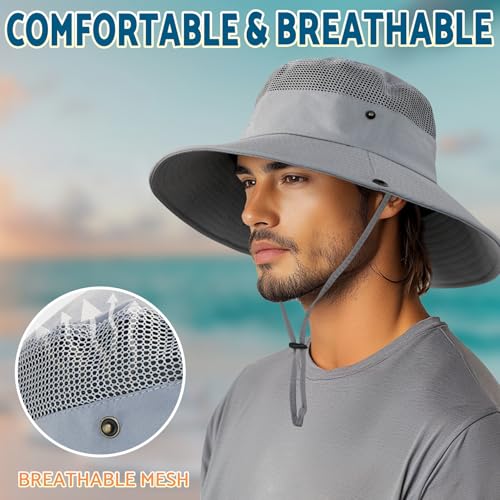 Sun Hats for Men Women Wide Brim Bucket Hat Darkgray