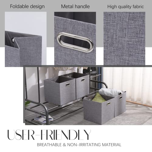 13x13x13 Inch Foldable Cube Storage Bins with Metal Handles (4 Count)