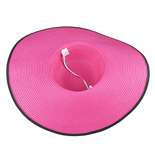 Womens Bowknot Straw Hat Foldable Beach Sun Hat Roll up UPF 50+