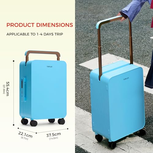 Balance 20" Wide Handle Suitcase Hardside Zipperless Luggage Blue