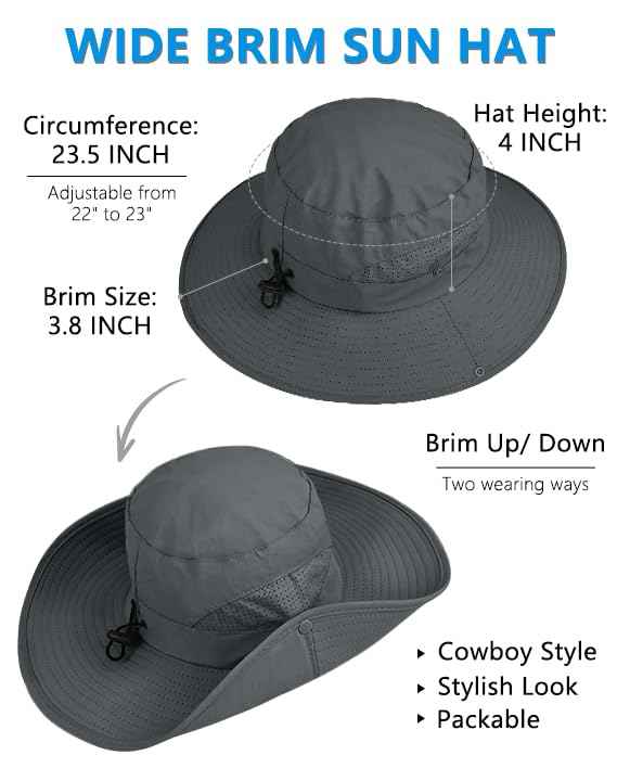 Sun Hat for Men Women Fishing Hat with Neck Flap Wide Brim Bucket Hat UV Protection for Beach Camping Hiking