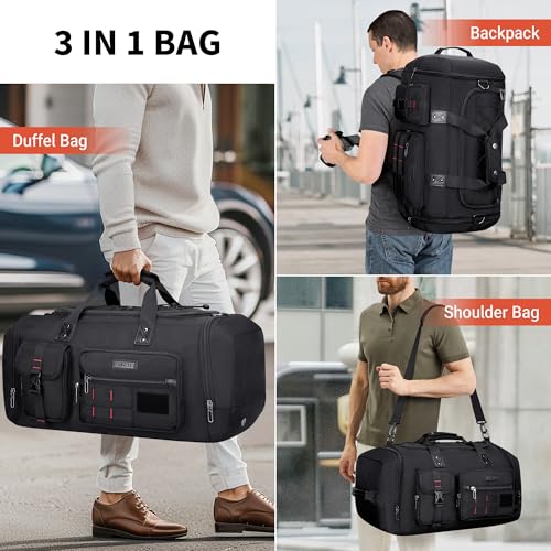 Duffle Bag for Men 3 in 1 Convertible 40L Nylon Gym Travel Backpack