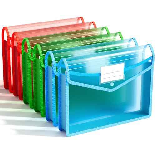 6 Pack Plastic Expanding File Folder (6 Count)