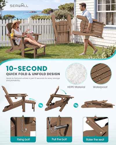 HDPE Folding Adjustable Adirondack Chair with Footrest
