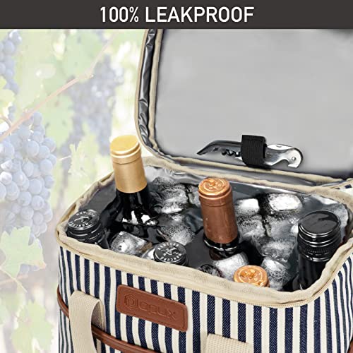 Insulated Wine Cooler Bag Leakproof 6 Bottle Tote Carrier (6 Count)
