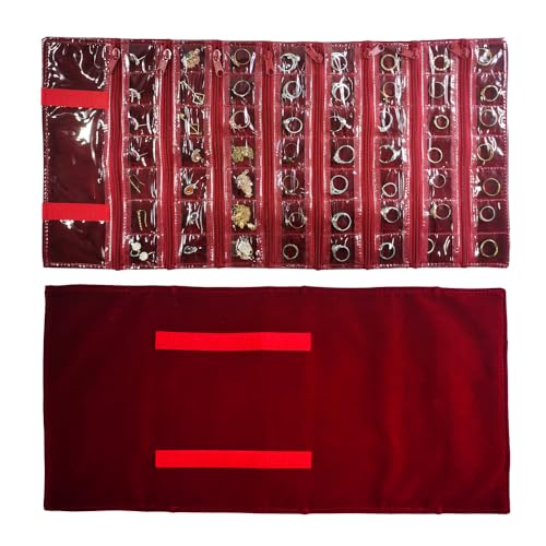 Travel Jewelry Roll Bag Portable Organizer Pouch With Grids&PVC Cover Storage Bags for Necklace