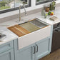 33"x20" White Farmhouse Sink Workstation