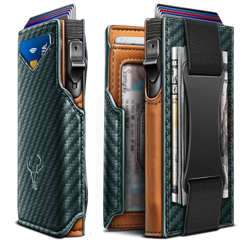 Men Slim Leather Wallet Metal Case Money Clip