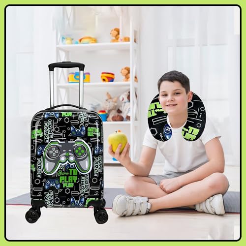 Kid’s Luggage Set 5 Piece Suitcase Set 16’’ Hardside Luggage with Spinner Wheels Girls Boys Carry on Luggage Travel Rolling Luggage Airline Approved (5 Count)