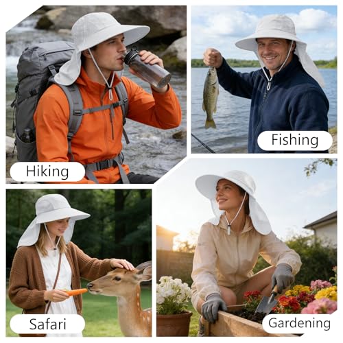 Sun Hat for Men Women with Neck Flap
