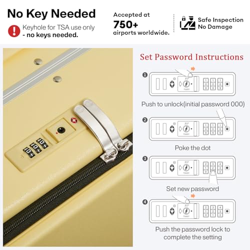 20 Inch Carry On Luggage 22x14x9 Airline Approved PC Hard Shell Suitcase Top Opening Aluminum Frame Travel Suitcases with Wheels