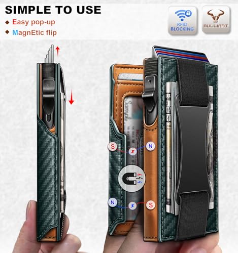 Men Slim Leather Wallet Metal Case Money Clip