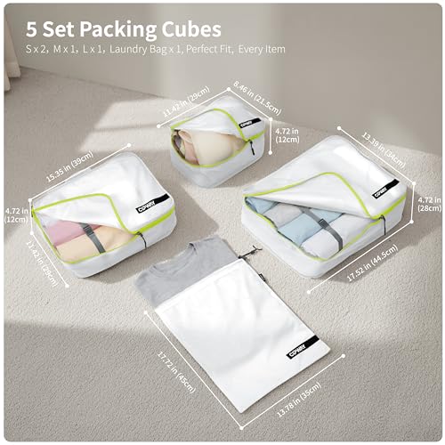 5 Set Packing Cubes for Travel White