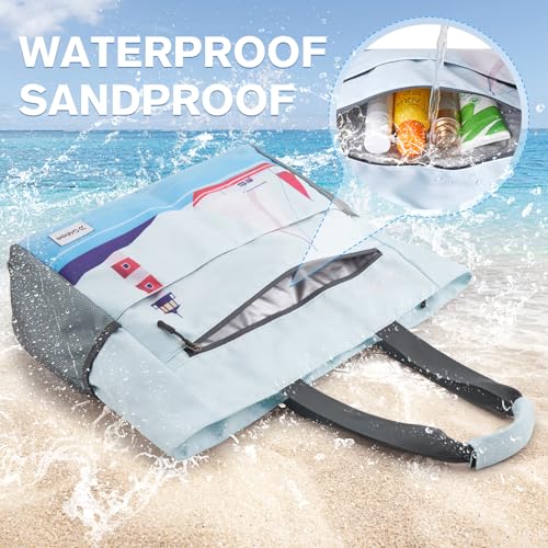 Beach Bag Waterproof Sandproof Large Capacity Foldable for Women