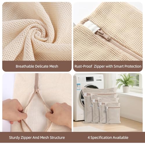 100% Cotton Mesh Laundry Bags (4 Count)