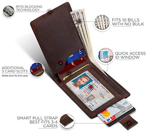 RFID Blocking Slim Bifold Genuine Leather Thin Minimalist Front Pocket Wallets for Men Billfold Wallet Men Gift